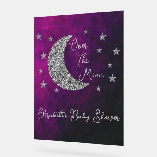 Über der Mond Babydusche Acrylschild (Winkel)