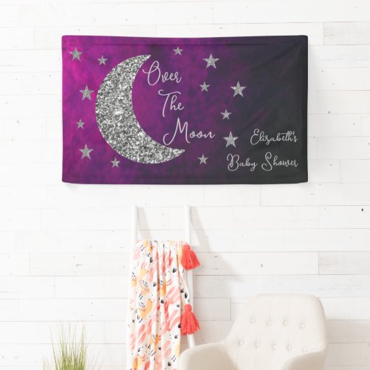 Über der Mond Babydusche Banner (Insitu)