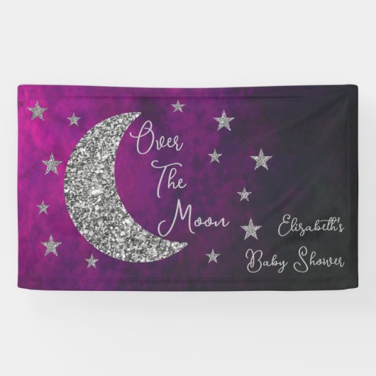 Über der Mond Babydusche Banner (Horizontal)