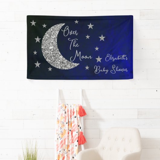 Über der Mond Babydusche Banner (Insitu)
