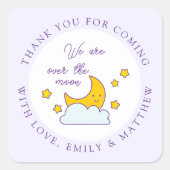 Über der Mond Babydusche Danke, dass du gekommen b Quadratischer Aufkleber (Vorderseite)