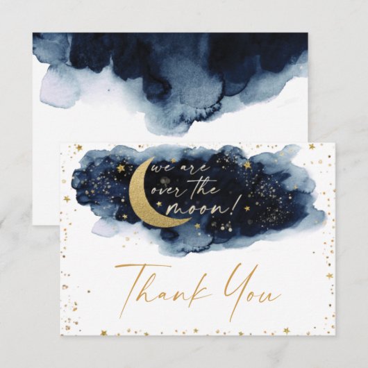 Über der Mond Babydusche Danke Karte (Vorne/Hinten)