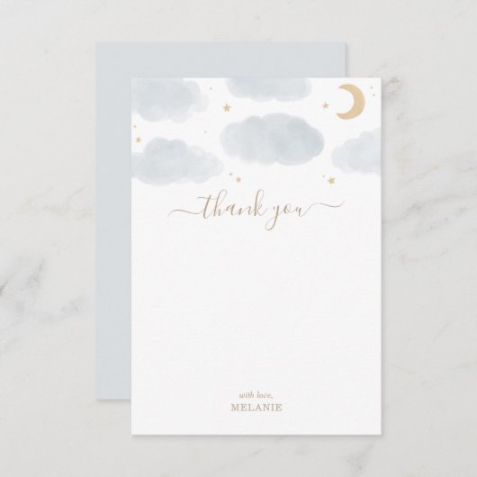 Über der Mond Babydusche Dankeskarte (Vorne/Hinten)