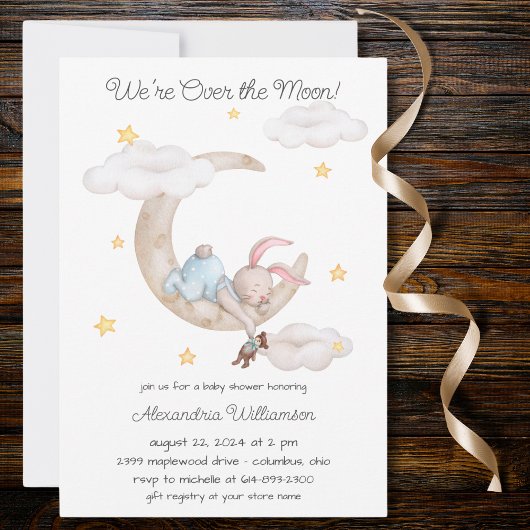 Über der Mond Babydusche Einladung