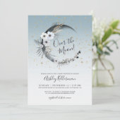 Über der Mond Babydusche Einladung (Stehend Vorderseite)