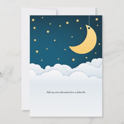 Über der Mond Babydusche Einladung (Rückseite)