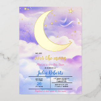 Über der Mond Babydusche Folieneinladung