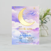 Über der Mond Babydusche Folieneinladung (Stehend vorne)