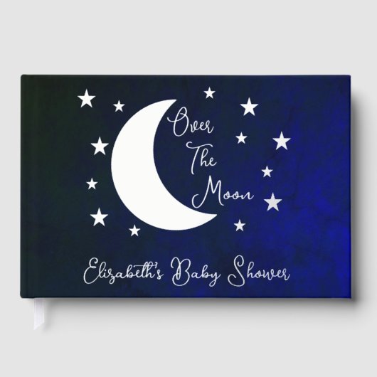 Über der Mond Babydusche Gästebuch (Vorderseite)
