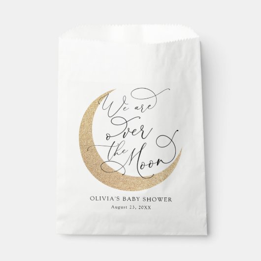 Über der Mond Babydusche Geschenktütchen (Vorderseite)
