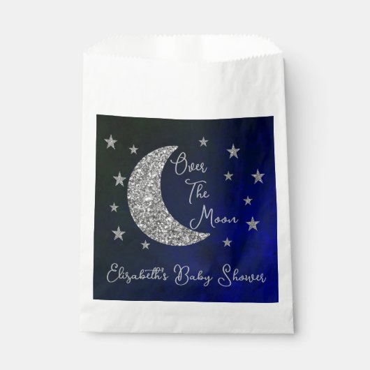 Über der Mond Babydusche Geschenktütchen (Vorderseite)