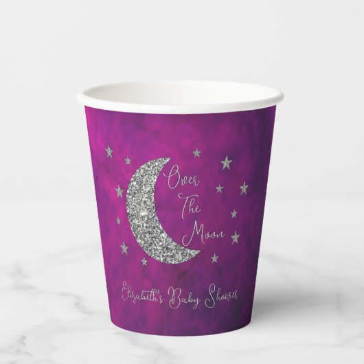 Über der Mond Babydusche Pappbecher (Vorderseite)