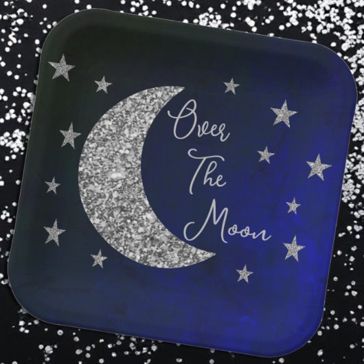 Über der Mond Babydusche Pappteller