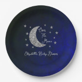 Über der Mond Babydusche Pappteller (Vorderseite)
