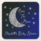 Über der Mond Babydusche Rechteckiger Pappuntersetzer (Vorderseite)