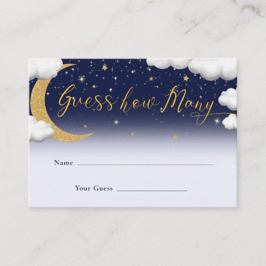Über der Mond Babydusche schätzen, wie viele Begleitkarte (Vorderseite)
