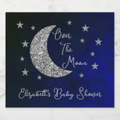 Über der Mond Babydusche Schaumweinetikett (Einzelnes Label)