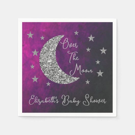 Über der Mond Babydusche Serviette (Vorderseite)