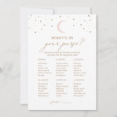 Über der Mond-Babydusche, was in Ihrer Tasche ist Einladung (Vorderseite)