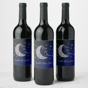 Über der Mond Babydusche Weinetikett