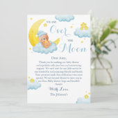 Über der Mond Bear Boy Babydusche Dankeskarte (Stehend Vorderseite)