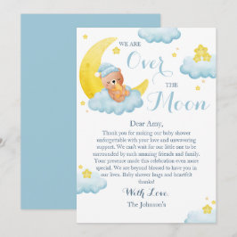 Über der Mond Bear Boy Babydusche Dankeskarte