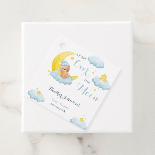 Über der Mond Bear Boy Babydusche Geschenkanhänger (Beispiel)