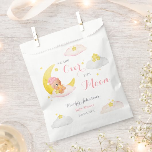 Über der Mond Bear Girl Babydusche Geschenktütchen (Ausgeschnitten)