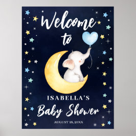 Über der Mond Galaxy Elephant Baby Dusche Poster