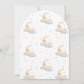 Über der Mond Gender Neutral Script Baby Dusche Einladung (Rückseite)