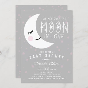 Über der Mond Girl Babydusche Einladung