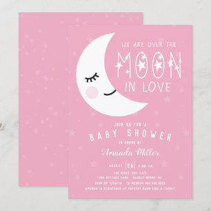 Über der Mond Girl Babydusche Einladung