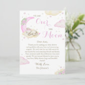 Über der Mond Girl Bärendusche Dankeskarte (Stehend Vorderseite)