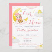 Über der Mond Girl Cow Babydusche Einladung (Vorne/Hinten)