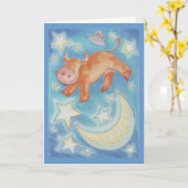 Über der Mond-"Glückwunsch" Grußkarte Karte (Gelbe Blume)