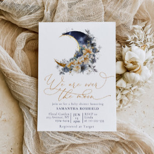 Über der Mond-Marine goldene Babydusche Einladung