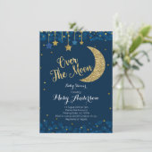 Über der Mond Navy Babydusche Einladung (Stehend Vorderseite)