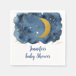 Über der Mond Navy Gold Galaxy Baby Dusche Serviette