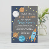 Über der Mond-Weltraum-Babyparty Einladung (Stehend Vorderseite)