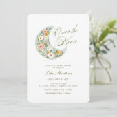 Über der Mond Wildblume Babydusche Einladung (Stehend Vorderseite)