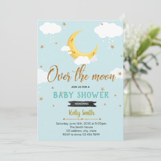 Über der Mondduschen-Party Einladung (Stehend Vorderseite)