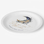 Über der Mondnacht goldene Folie Blütendusche Pappteller (Schrägansicht)