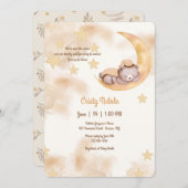 Über der Mondschlampe Teddy Bear Babydusche Einladung (Vorne/Hinten)