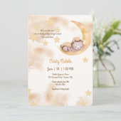 Über der Mondschlampe Teddy Bear Babydusche Einladung (Stehend Vorderseite)