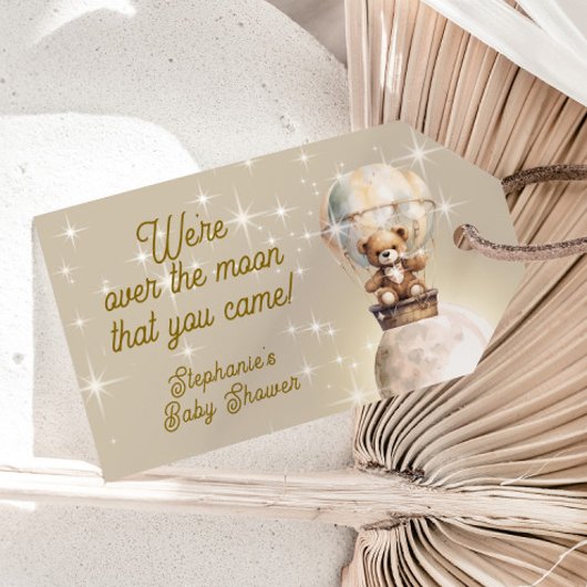 Über der Mondteddy-Bären Celestial Baby-Dusche Geschenkanhänger