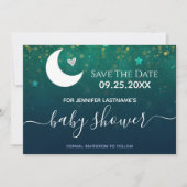Über der Moon Babydusche Save the Date Einladung (Vorderseite)