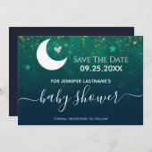 Über der Moon Babydusche Save the Date Einladung (Vorne/Hinten)