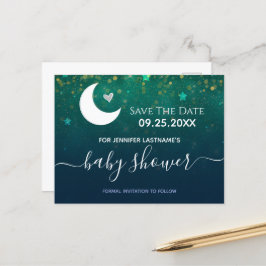 Über der Moon Babydusche Save the Date Postkarte