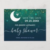Über der Moon Babydusche Save the Date Postkarte (Vorderseite)