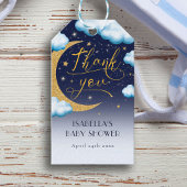 Über der Moon Boy Baby Dusche Danke Geschenkanhänger